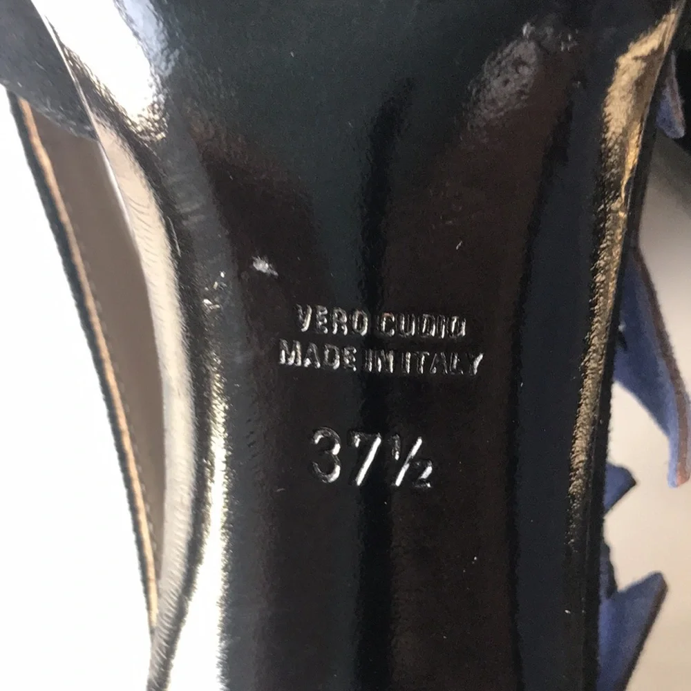 Fabi Italian black suede peep toe heels, size 37.5/6.5, unworn - Picture 8 of 15